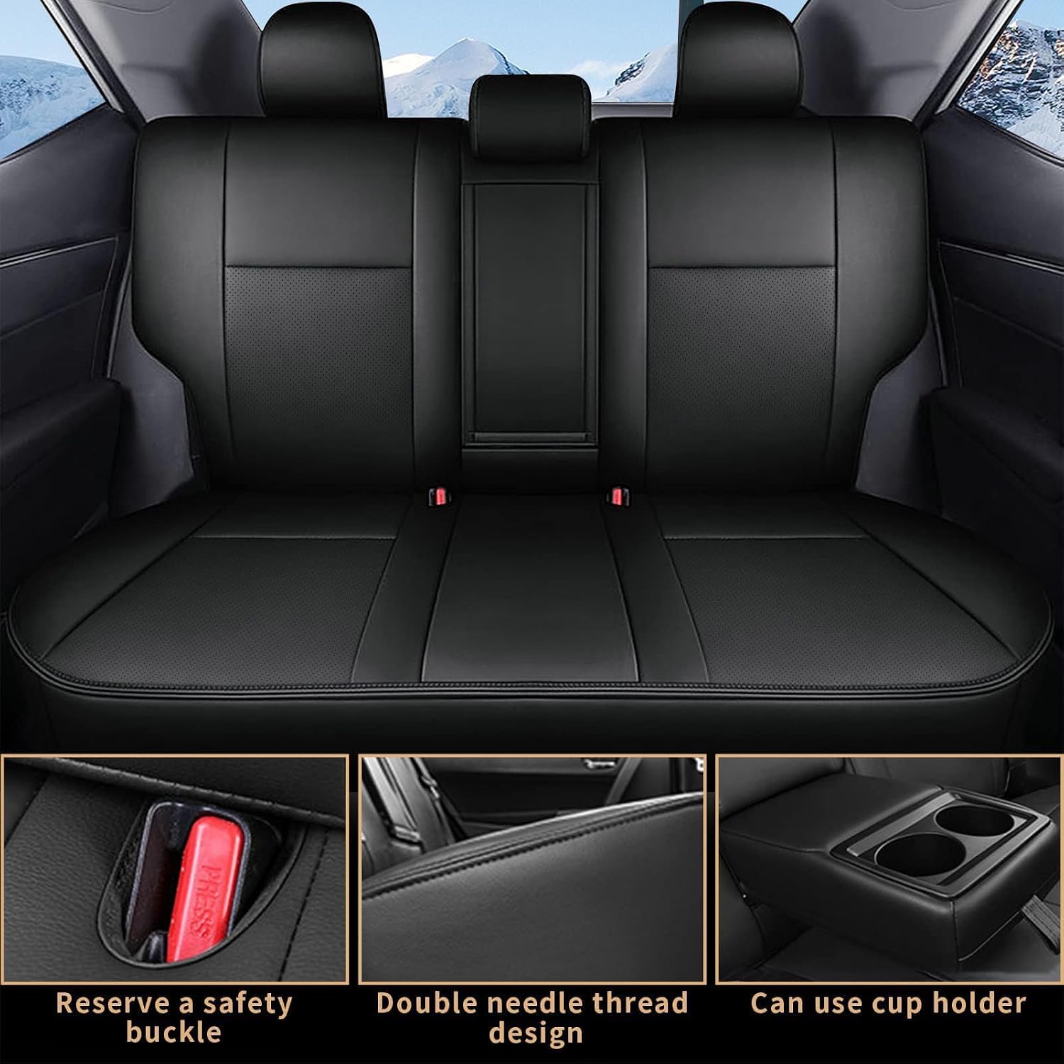 IKABEVEM Custom Fit Seat Covers for Toyota Corolla (LE,Sedan L,LE Plus,LE ECO) 2014 2015 2016 2017 2018 2019 Full Set Black