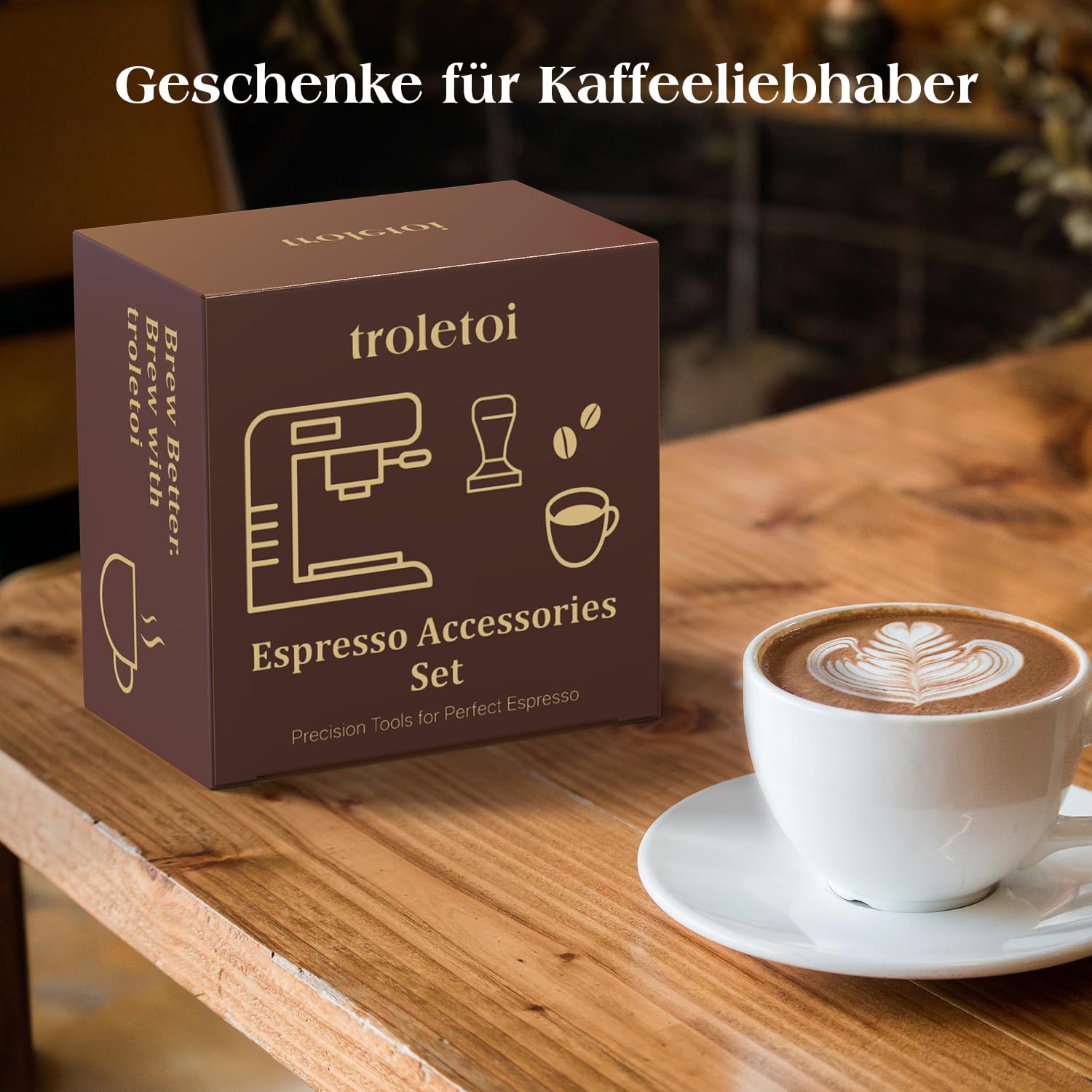 7-teiliges Espresso Zubehör Set 51 mm, Tamper, Kaffee Distributor, WDT Tool, Dosiertrichter und Puck Screen, kompatibel mit De’Longhi 51 mm Espressomaschinen und Siebträgern