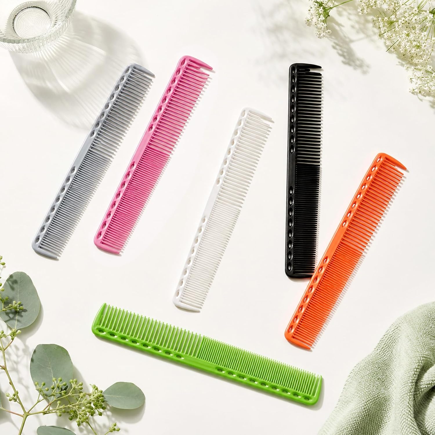 JJUNW 6Pcs Haircutting Combs, Cutting Combs for Hair, Professional Fine Cutting Comb Color for Hair Heat Resistant Cut Comb for Salon Stylist Men and Women