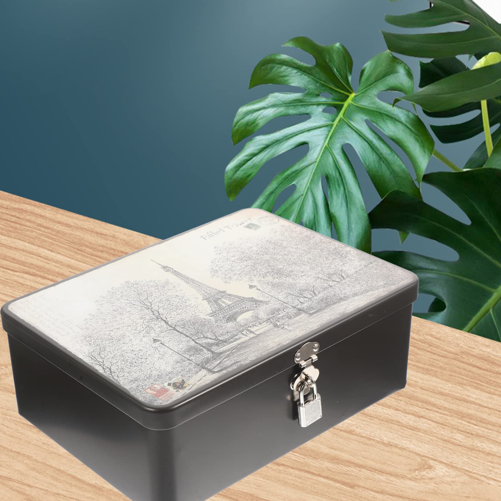 Amazon.co.jp: 収納ボックス ブリキ缶 缶ケース 鍵付き 雑貨入れ 蓋