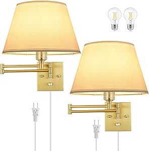TRLIFE Dimmable Wall Sconce Set of 2 with Plug-in Cord and Dimmer Switch