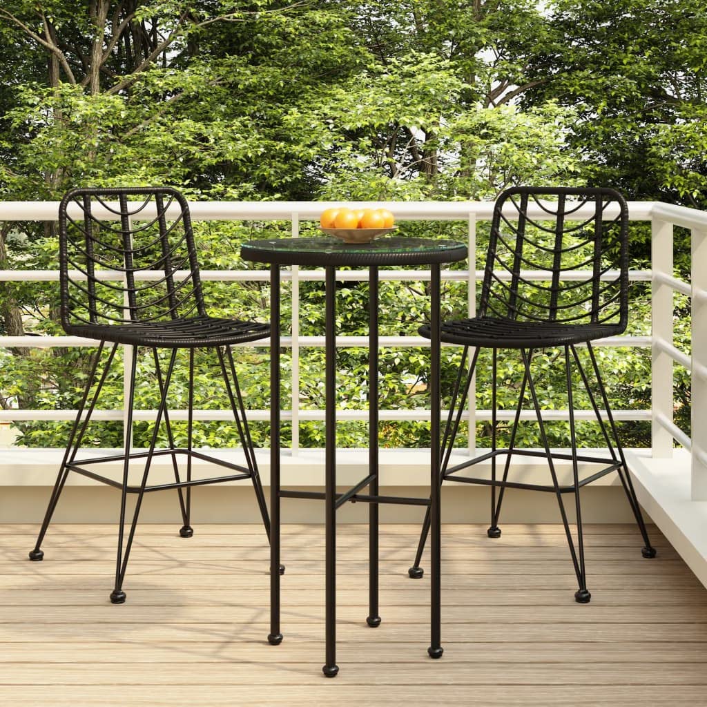 DCRAF Colour: Black-Bar Stools 2 pcs Black 45x56x103.5 cm PE Rattan and Steel