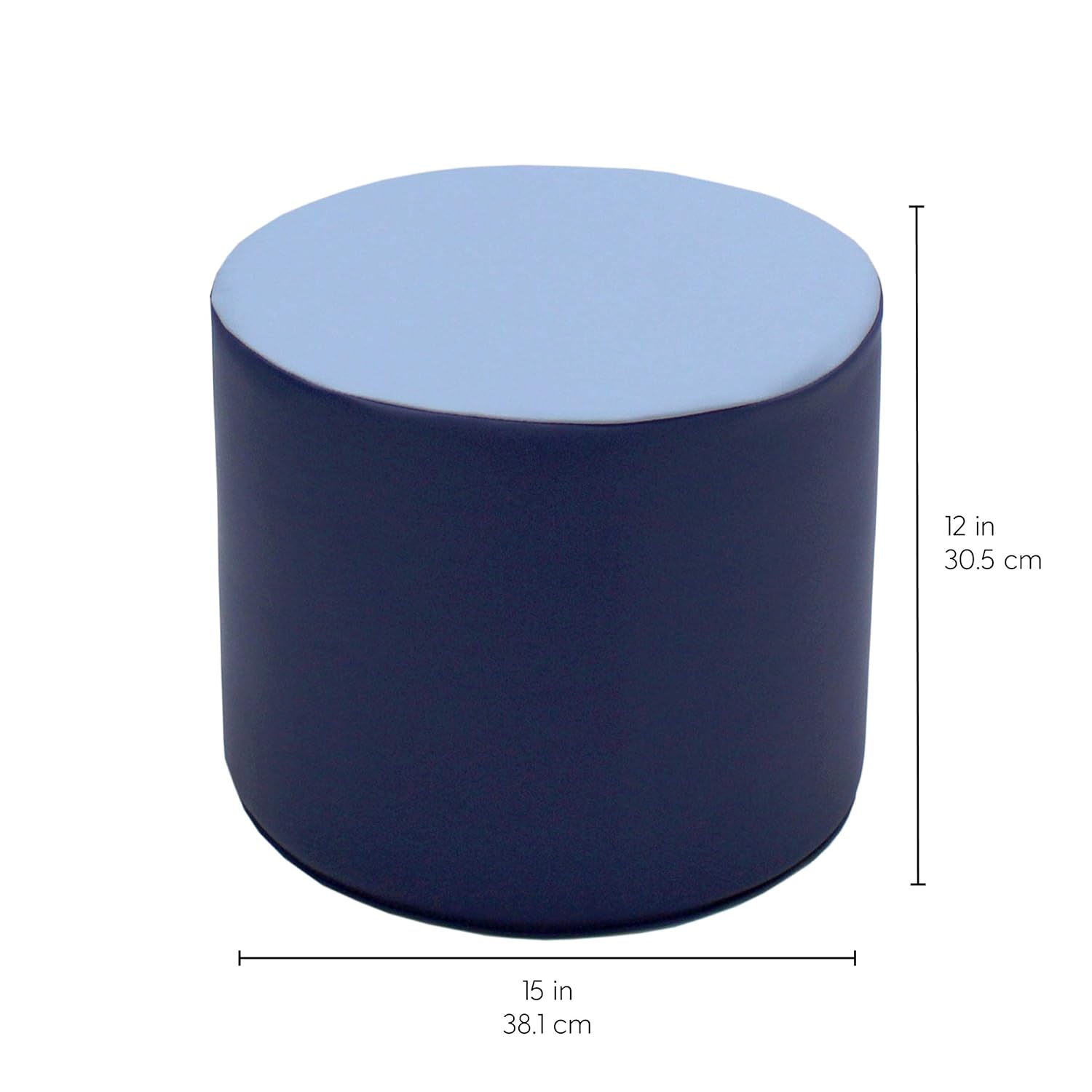 FDP SoftScape 15 inch Round Two-Tone Accent Ottoman for Ages 3-7 Modern Children's Furniture, Flexible, Lightweight Foam Seating for Home, Playroom, Classroom, Library (4-Piece) - Navy, 12763-NV