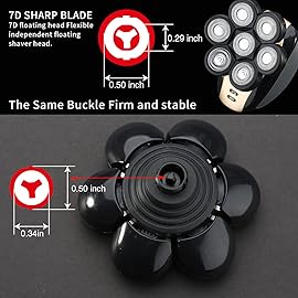 7D Black Electric Razor Replacement Blades - Universal 7 Blade Head Shaver for Men