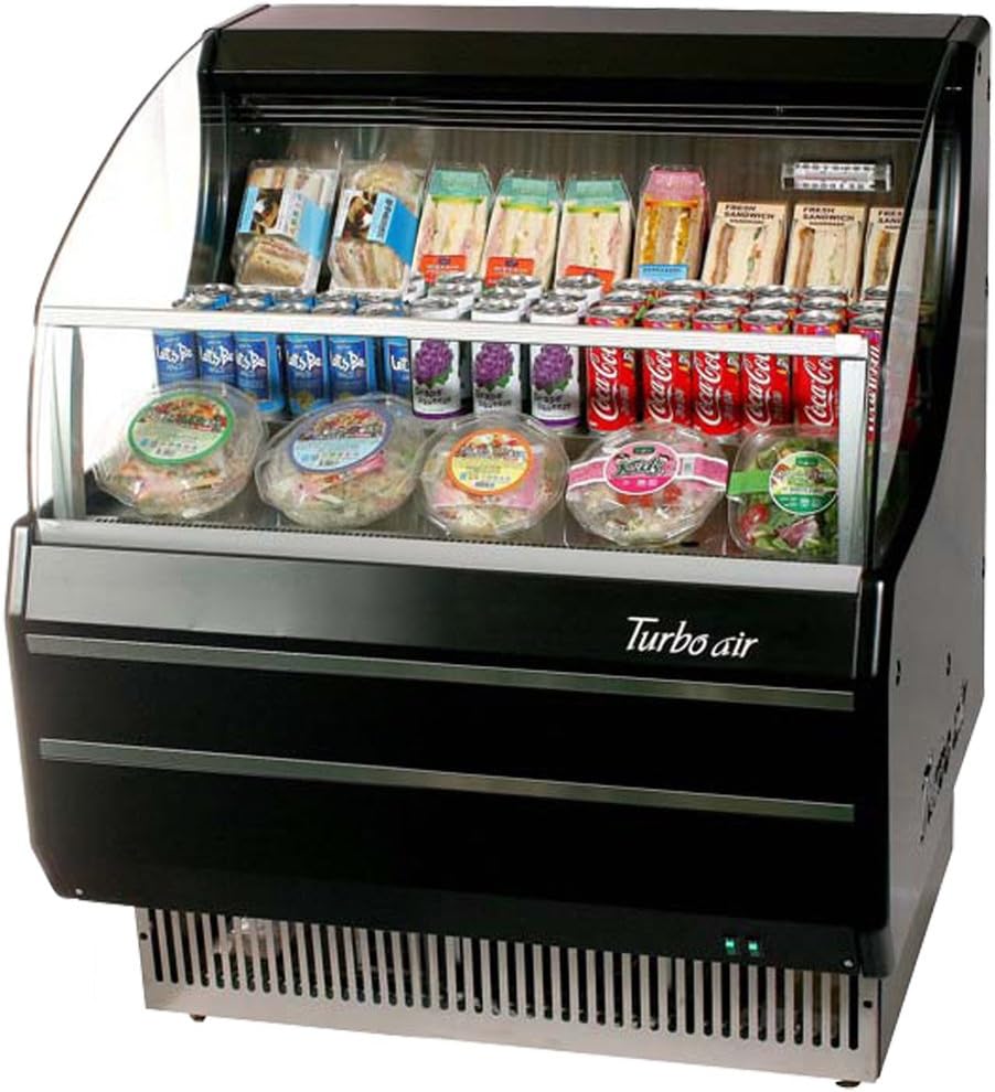 TOM30SB 28 Open Display Merchandiser with Modern Design Environmental Friendly Refrigeration System Glass Sides Anti-Rust Coating High Density PU Insulation and Improved Air Flow: Black