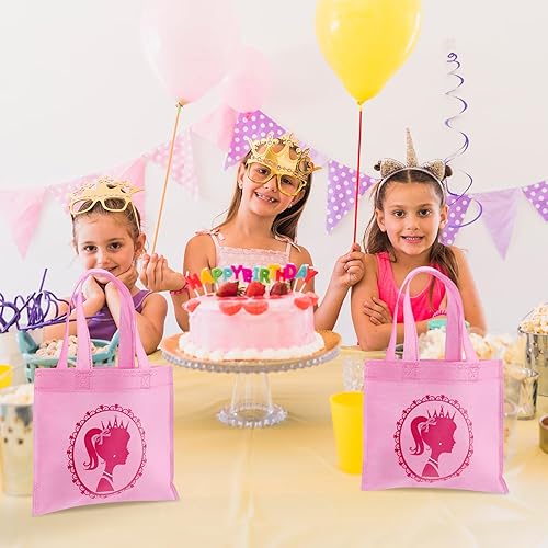 Miniatura 6 de XUWAIDSGN 24 bolsas de regalos de princesa para niñas, bolsas de regalo de fiesta, lindas bolsas de golosinas de color rojo rosa, bolsas de