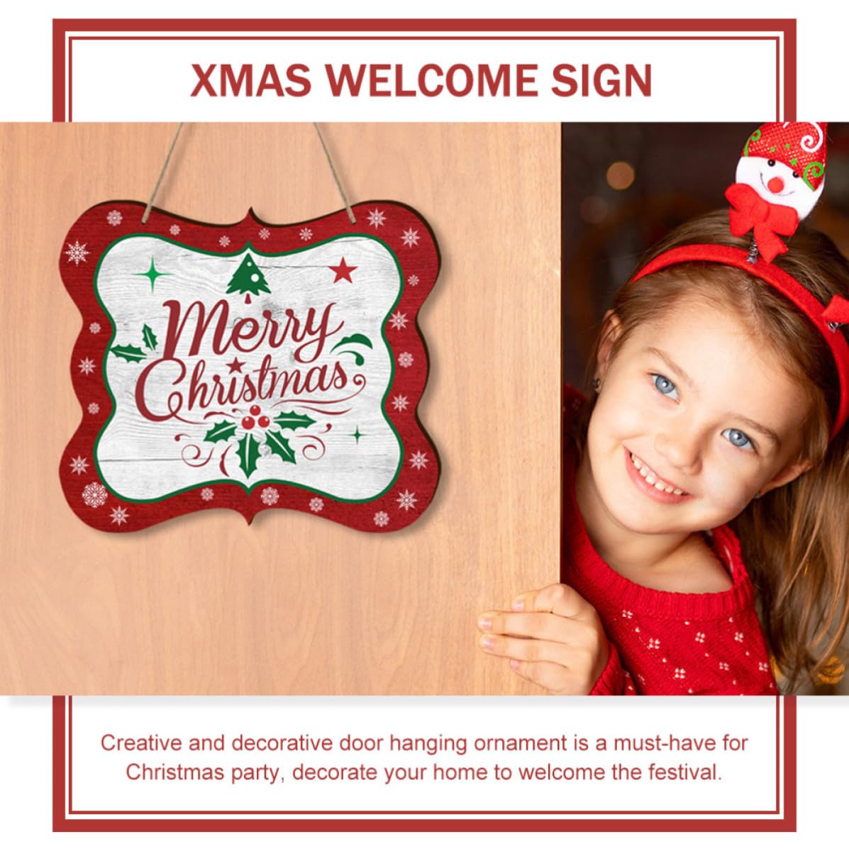 BESPORTBLE 5 Sets Weihnachts Hängeschild für Haustür, Rot, Dekorativ