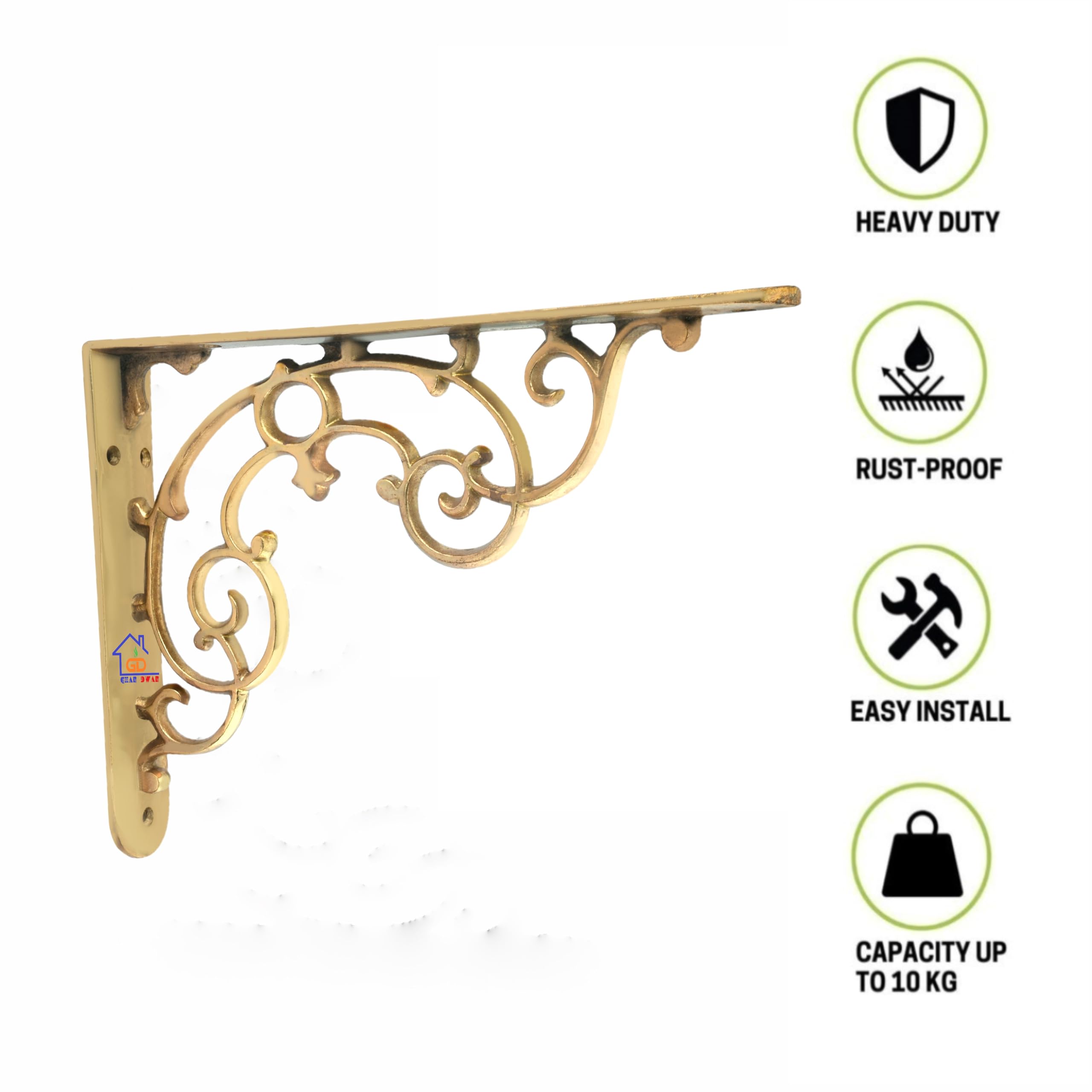 Gold Metal Shelf Brackets - Floating Shelves -4 Gold Metal Shelf Brackets - Floating Shelves -4