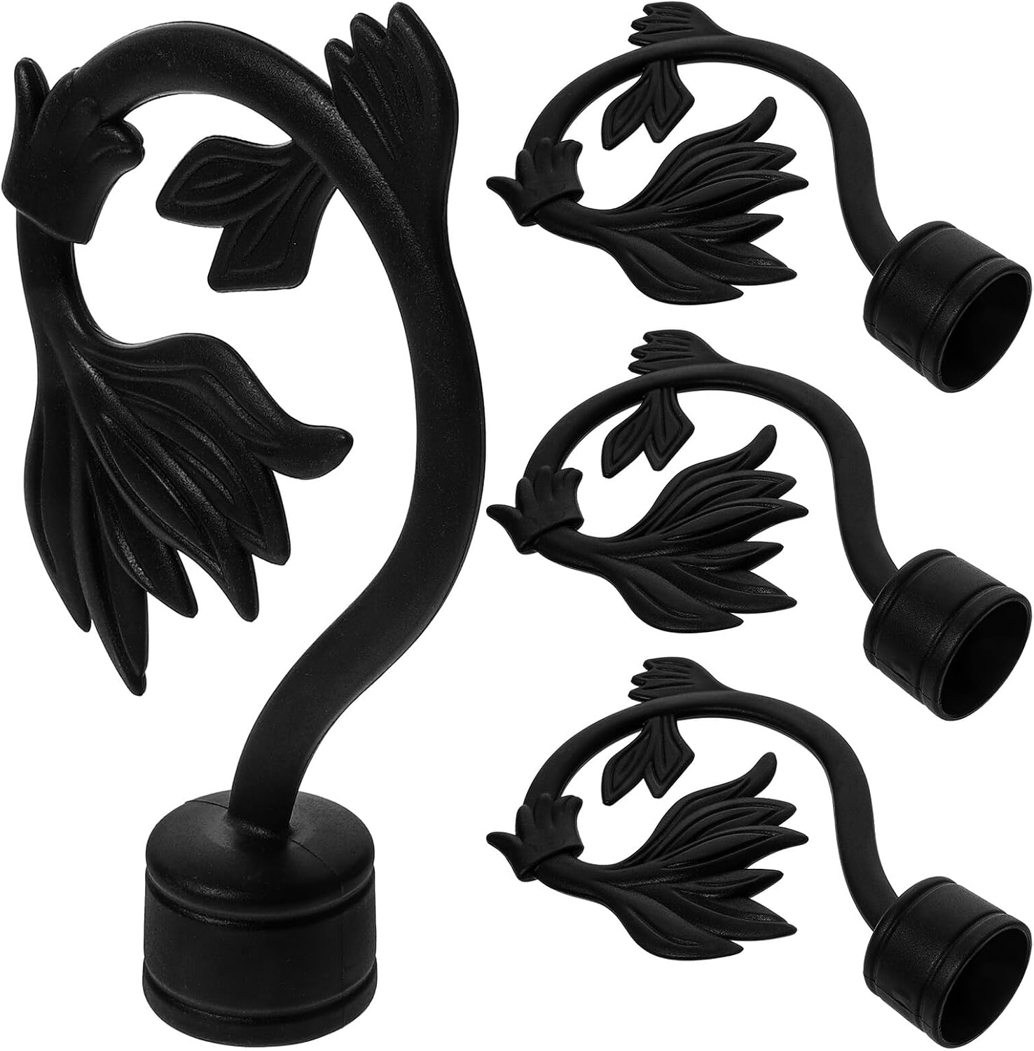 TIDTALEO 4pcs Black Curtain Pole Decorative Finials Abs Roman Rod Ends Home Drapery Accessories Stylish Replacement Caps for Window Treatments