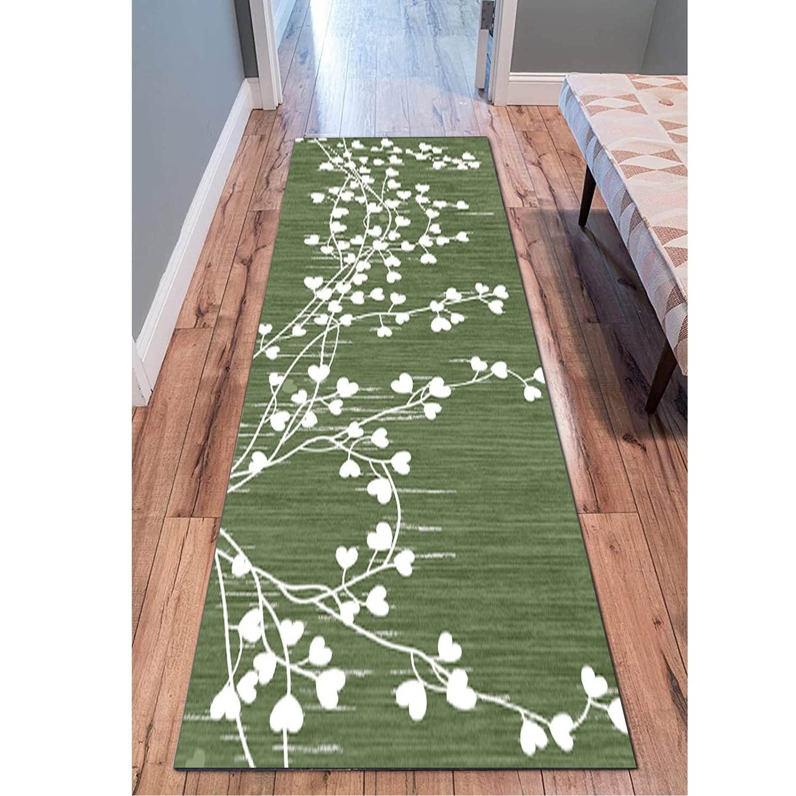 Yjrbz Onecolor Hallway Runner Rug 1M 1.5M 2M 2.5M 3M 3.5M 4M 4.5M 5M 5.5M 6M Long Carpet For Corridor Kitchen Stairs Entry - Contemporary/Creative Green (Size : 70X150cm/2.3Ftx4.9ft)