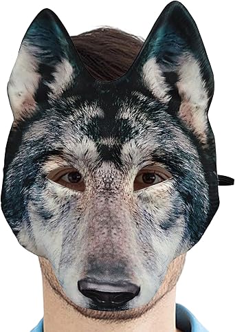 Wolf Mask - Realistic Wolf Mask, Animal Costume | Full Head Latex Design, Halloween Party Vigorous Expression Details, Cosplay Role Play, Themed Event, Wild Character Dress Up