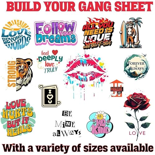 Custom DTF Gang Sheet Transfer – Upload Your Design & Choose Any Size – Direct to Film Transfers Ready to Press for T-Shirts, Hoodies, Apparel & Fabrics – Heat Press Ready with Fast Turnaround