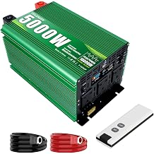 Yinleader 5000W Pure Sine Wave Inverter 24V DC to 240V AC Converter, 10000W Peak with 3 UK Sockets, Hardwire Terminal, USB-A, LCD & Remote Control, Heavy Duty for Off-Grid, Lorry, HGV, Home Backup