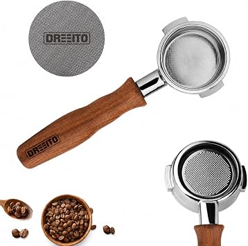 58 mm Bottomless Portafilter, 2 Ears Espresso Portafilter Compatible with E61 Group Head Espresso Machines, Flair 58, ECM, Rocket, Sanremo, Stainless Steel and Rosewood Handle, Puck Screen Included