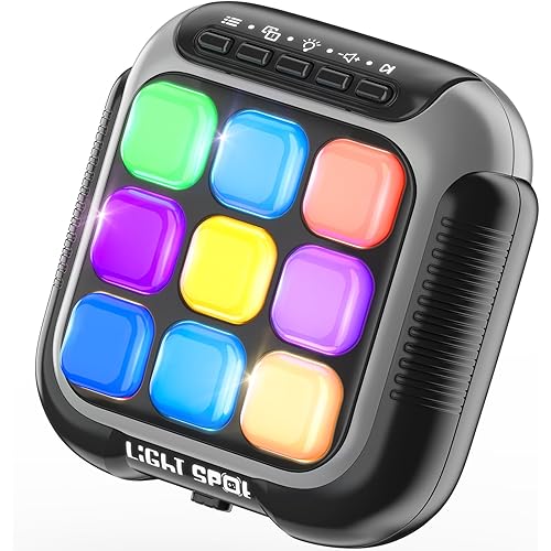 Tic Tac Toe Electronic Handheld Puzzle Game Console Fidget Toys w/ 7 Game Modes, Portable Fast and Fun Car Travel Press Games for Kids and Adults, Ideal Xmas Birthday Gifts for Ages 3+ (Grey)