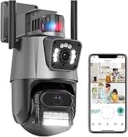 Câmera de Segurança Dupla Wi-Fi com Duas Lentes Full HD, Visão Noturna, Sirene, Detecção de Movimento, Áudio Bidirecional, Proteção IP66, Rotação 355º, Ambientes Externos e Internos Premium