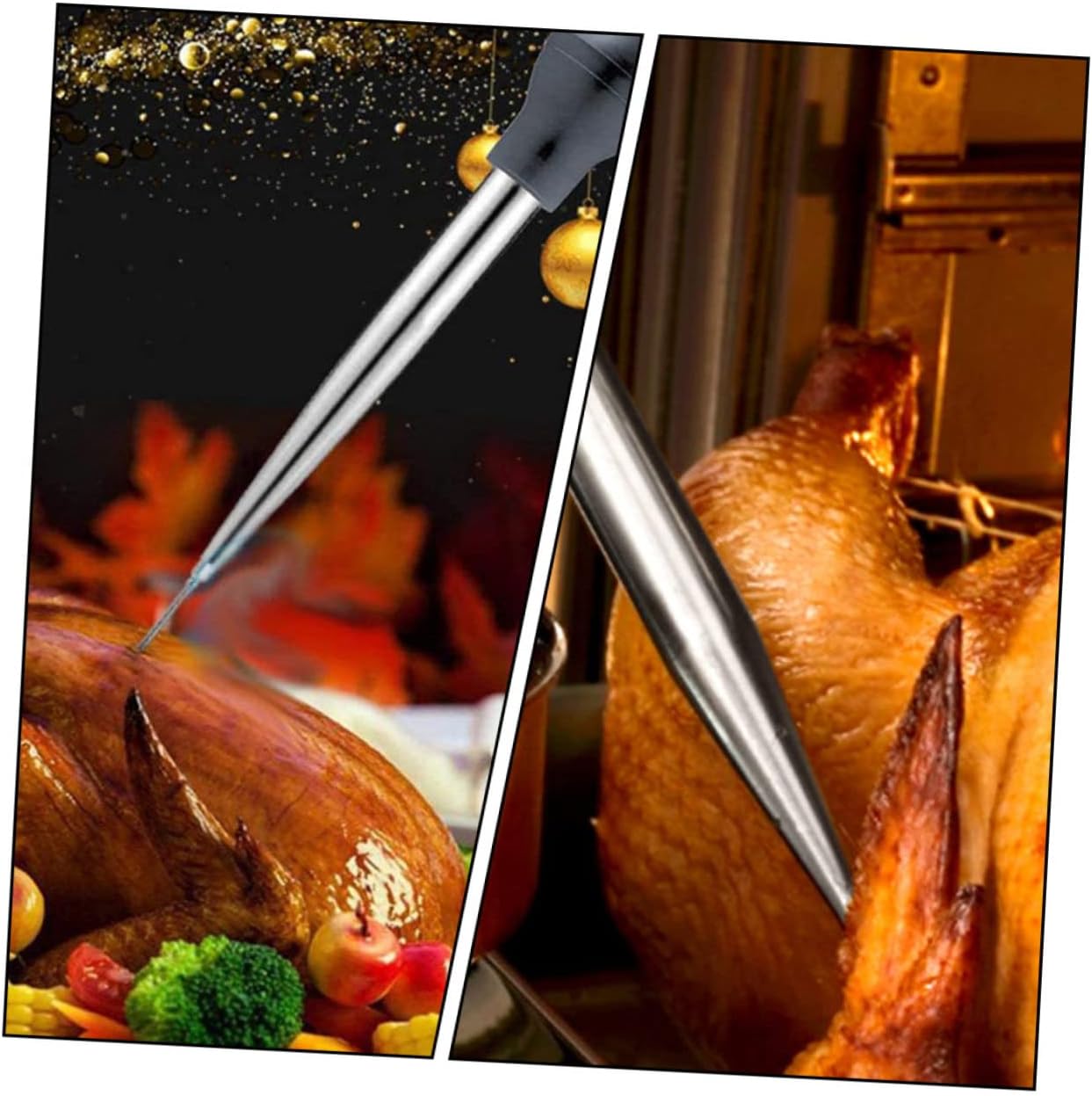 1 Set Stainless Steel Turkey Injector Marinades Bbq Meat Sauce Injector Food Grade Silicone Turkey Baster and Set Cleaning Brush for Pork Beef and Fish