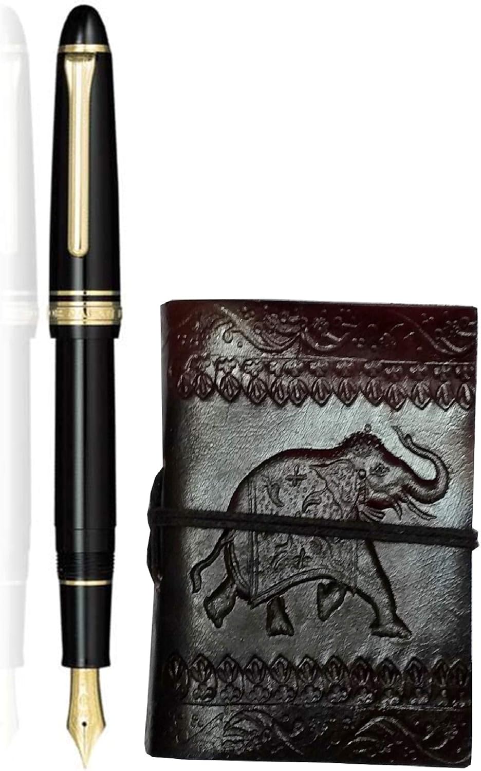 Purpledip Leather Diary 'Elegant Elephant': Handmade Paper Travel Journal Pocket Notebook (11709)