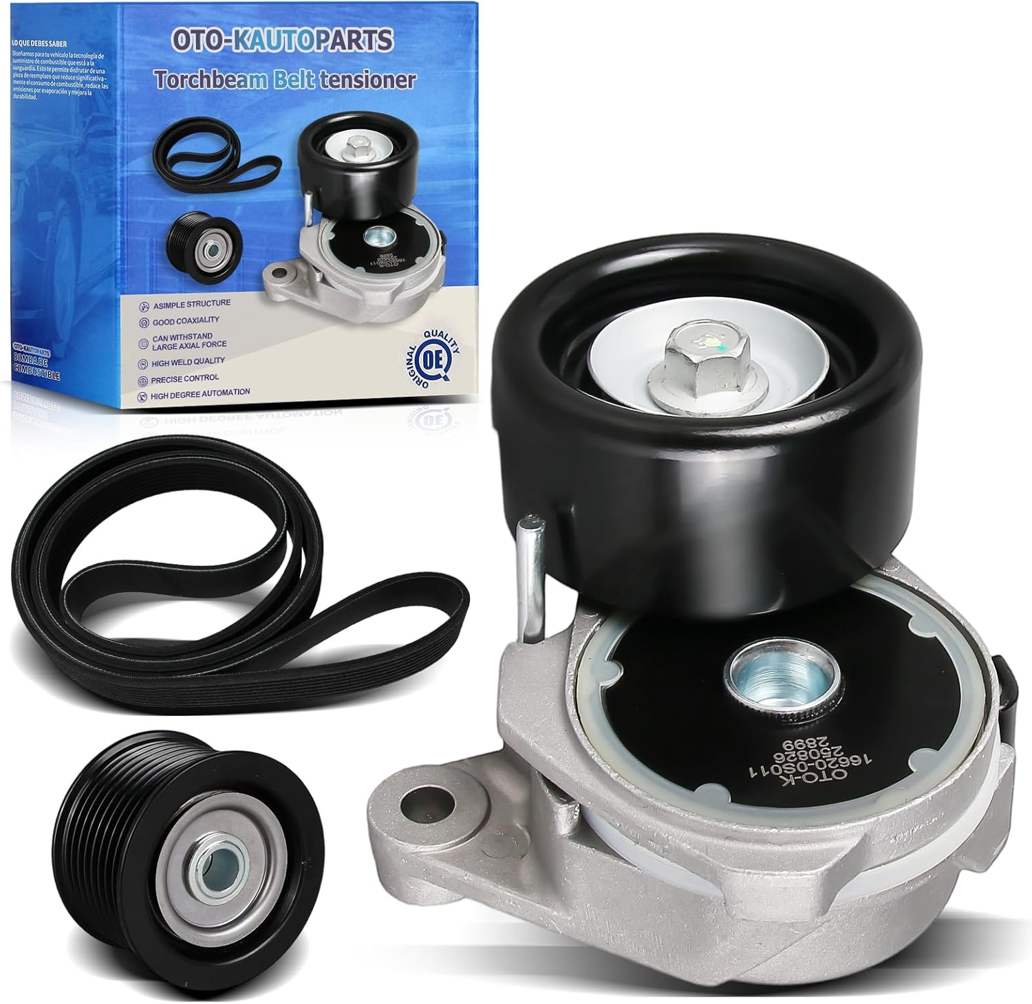 OTO-K Serpentine Belt Tensioner Idler Pulley Compatible with Toyota Land Cruiser Sequoia Tundra 2007-2018,Lexus GX460 LX57 2008-2018,V8 5.7L 4.6L,Replaces#39185 36370 8PK2415