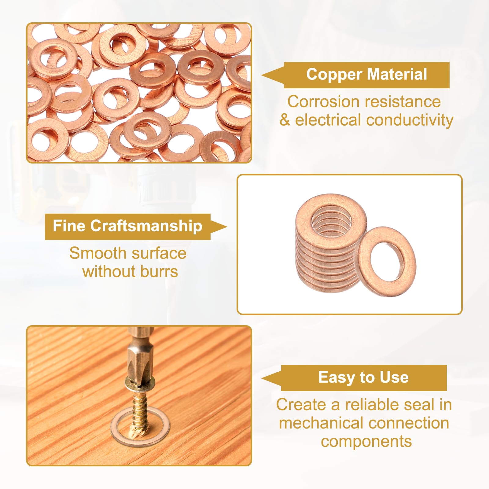 PATIKIL M4 Copper Washer Sealing Ring - Image 3