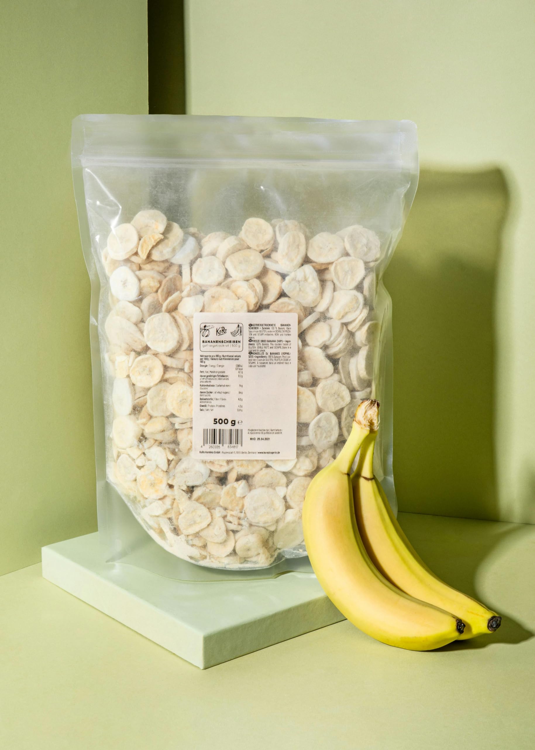 KoRo - Banane a fettine liofilizzate 500 g - croccanti e 100% naturali - solo frutta - senza additivi