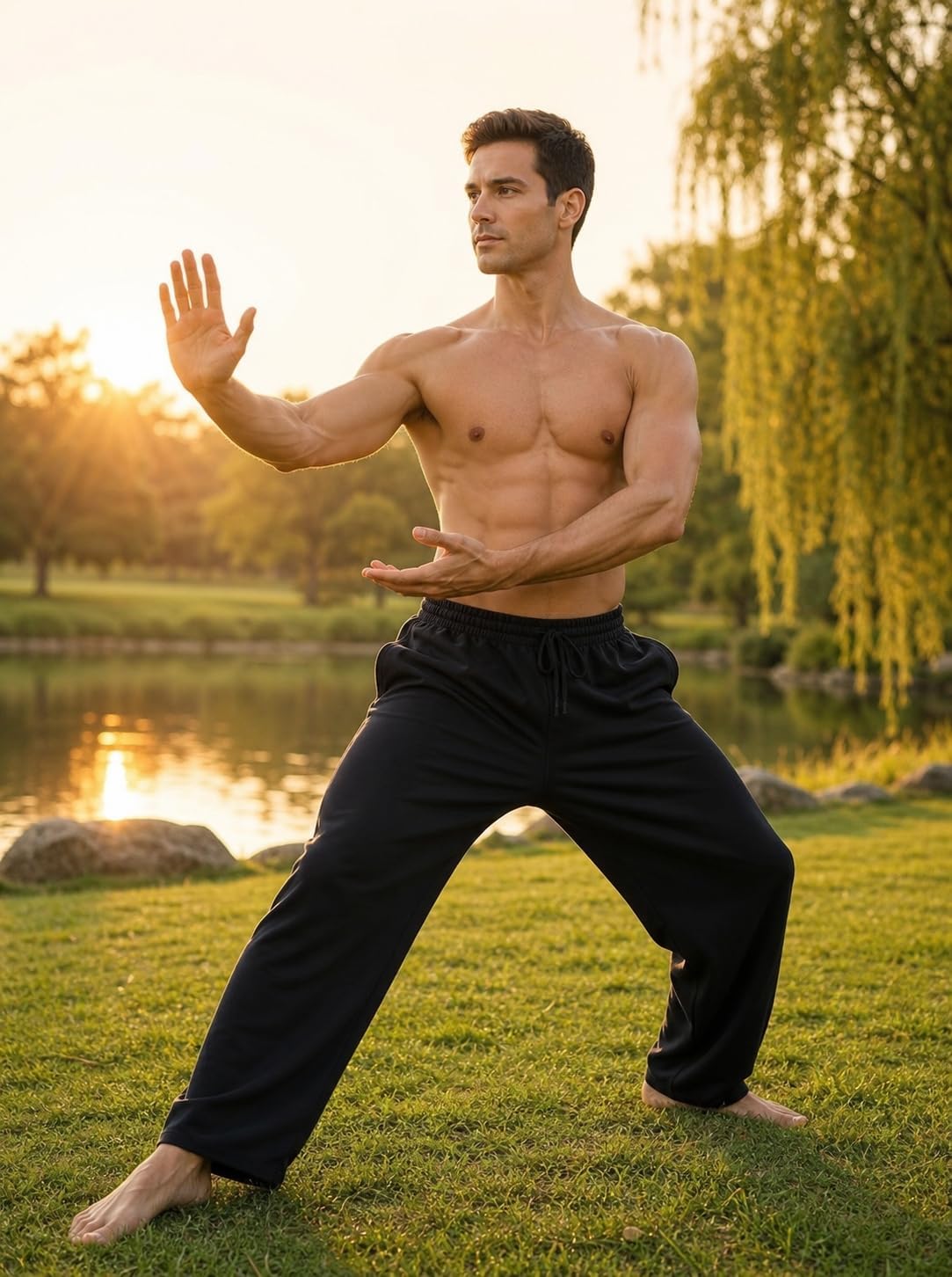 Sailwind Men's Yoga Sweatpants Athletic Casual Pants Cotton Open Bottom Lounge Lightweight Jersey Pants with Pockets