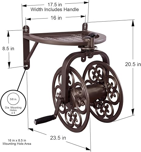 Miniatura 6 de Liberty Garden 710 Carrete portamangueras portátil y giratorio para manguera de jardín con capacidad para manguera de 58 pulgada y de 125pies color