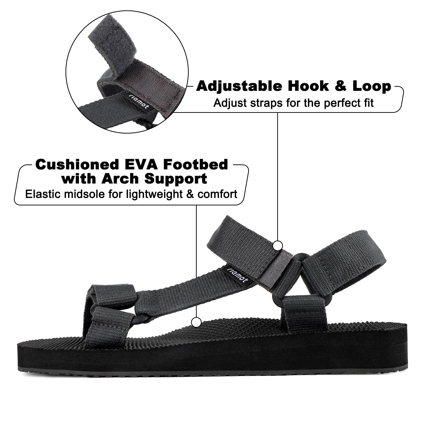 riemot Sandali Sportivi Donna Uomo Estivi Sandali da Trekking Leggere Comode Antiscivolo Scarpe per All'aperto Escursionismo e Spiaggia