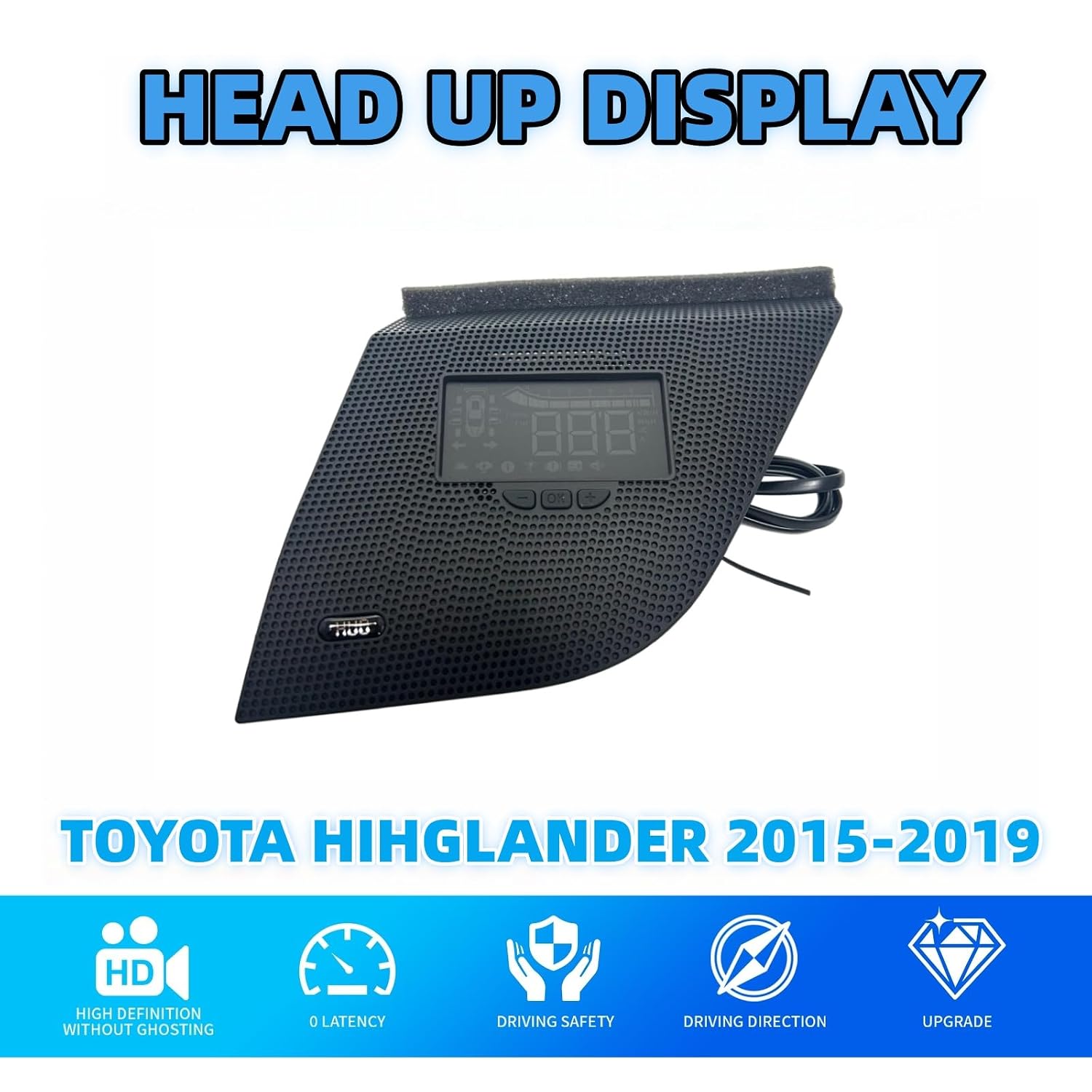 Car Electronic HUD Head Up Display Speedometer Projector for Toyota Highlander 2015-2019, Automotive Dashboard Data HD Windshield Projection, Driving Assistant Accessories