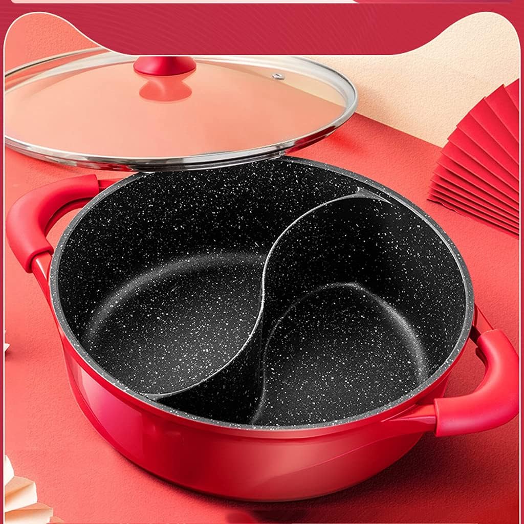 30cm Sauce Pot Chinese Fondue Chinoise 6L High Capacity Double-Flavor Hot Thick Non-stick Induction Cooker