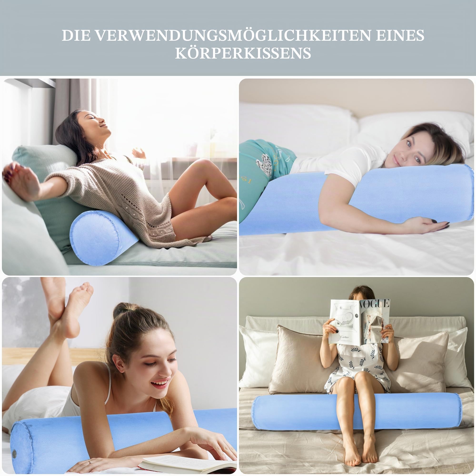 ONTYZZ Seitenschläferkissen Aufblasbar Körperkissen Erwachsene Kinder Kissen Seitenschläfer Komfortkissen für Umarmendes Schlafen Rücken Nacken Lagerungskissen 120 * 20CM
