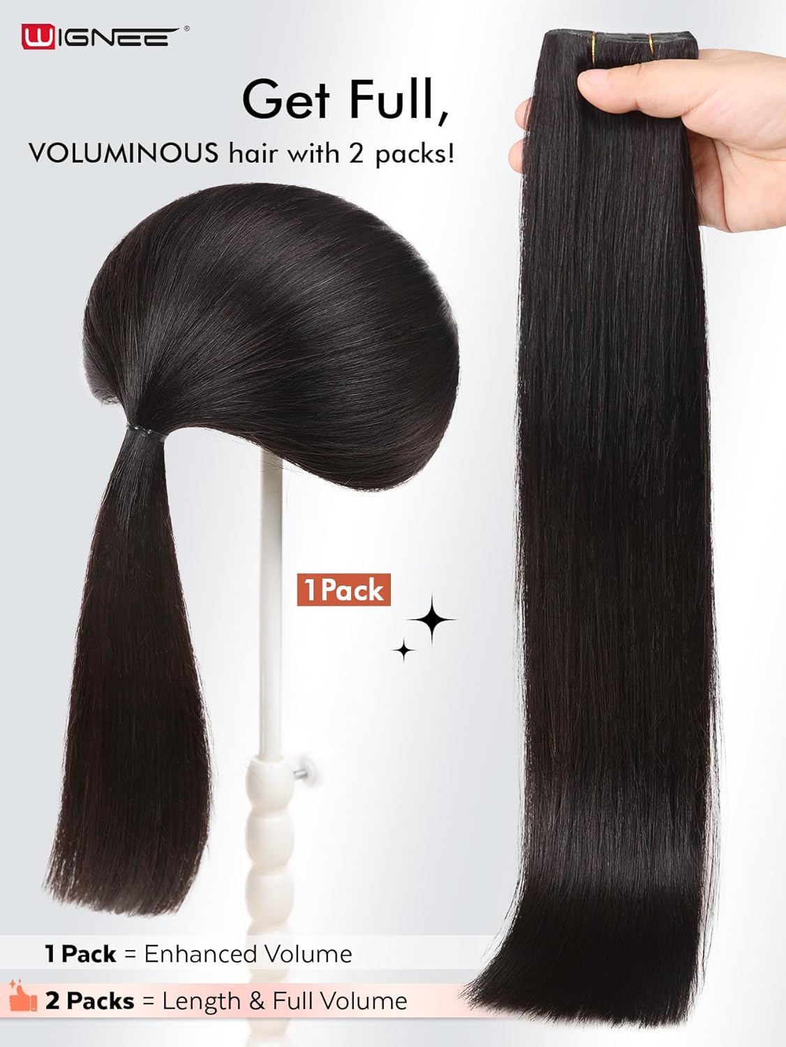 WIGNEE Natural Black Butterfly Invisible Weft Hair Extensions Human Hair 100% Remy Human Hair Bundles 18 Inch Genius Glueless Weft Hair Extensions Human Hair for Women