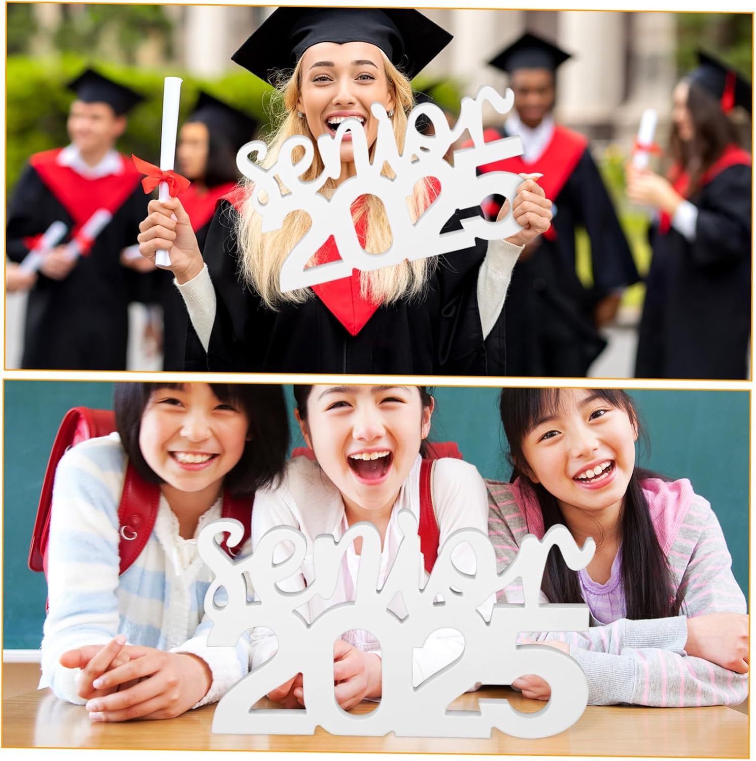 Wooden Graduation Photo Booth Props School Photo Frames Graduation Party Decorations