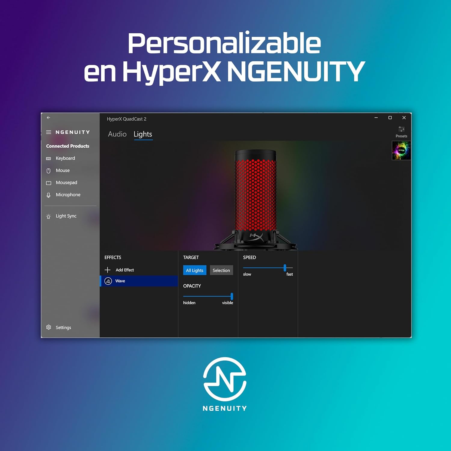 HyperX Quadcast 2 Frost – Micrófono USB para Gaming, Streaming, Podcast, Cuatro Patrones Polares, Controles, LED, antivibración, para PC, PS4, PS5 y Mac, Blanco y Azul 10