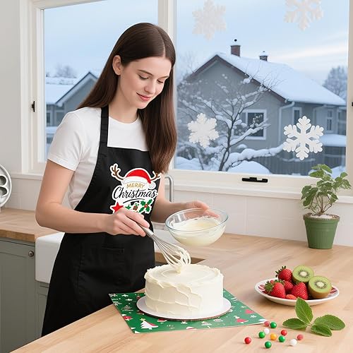 Miniatura 6 de Delantales de Navidad para mujeres y hombres con 2 bolsillos, delantal ajustable resistente al agua para hornear, asar a la parrilla, cocinar