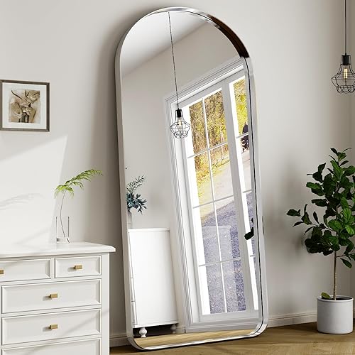 Vista 135 de Espejo arqueado de longitud completa, espejo arqueado de 36 x 78 pulgadas con soporte, montado en la pared para baño, vestidor, para colgar