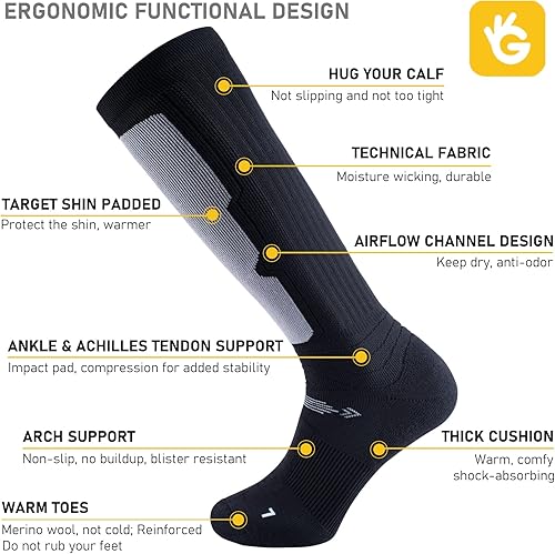 Miniatura 3 de Paquete de 3 calcetines de esquí de lana merino para esquí, snowboard, invierno térmico