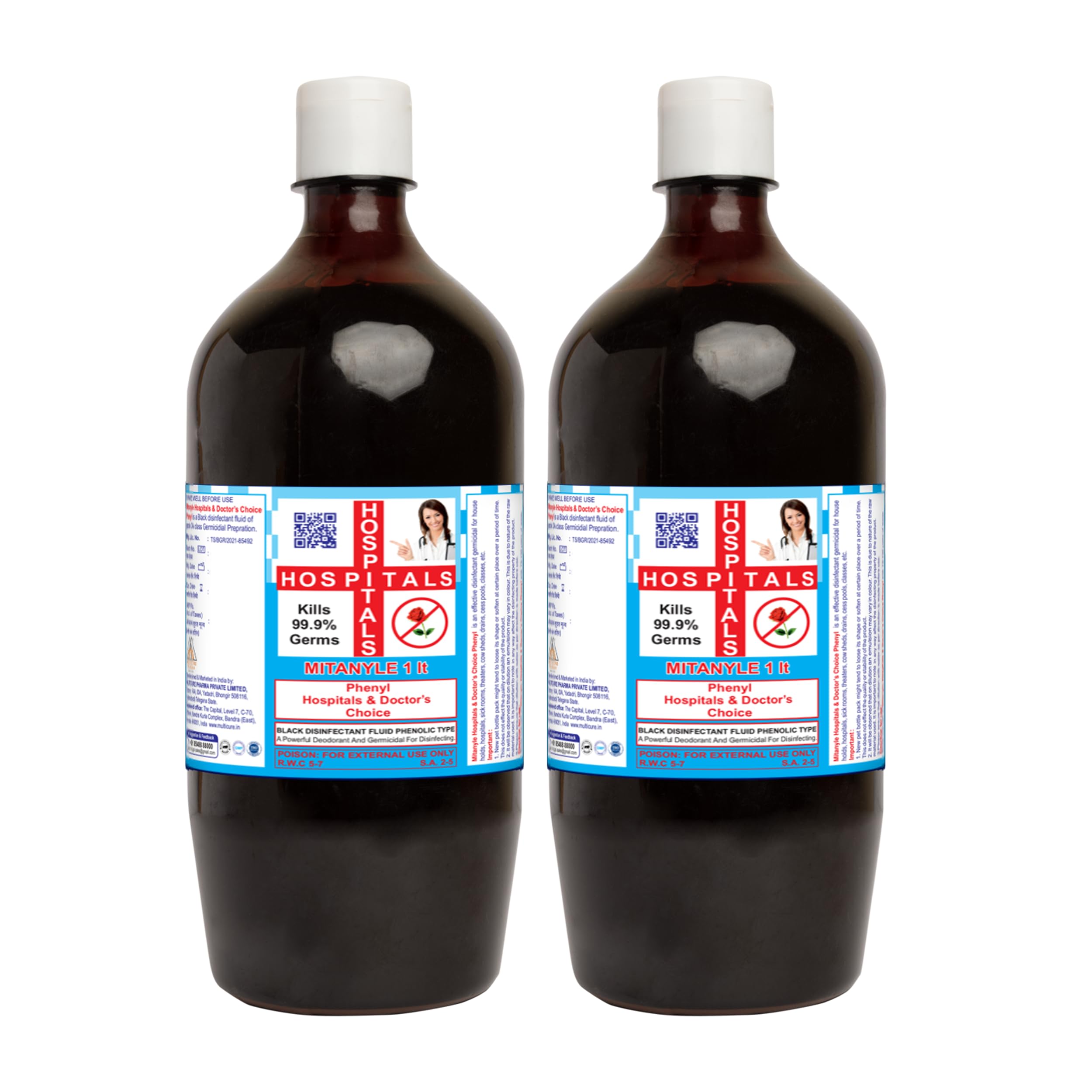 Mitanyle Doctor's choise Black grade 3A Phenyl/Phenyle 1+1 Ltr Surface Floor Cleaner Removes Dirt, Grime, and Germs for Hospitals, Homes, Offices, and Commercial Use…