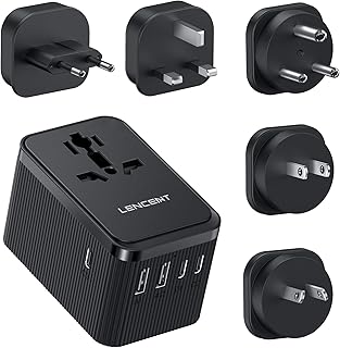 LENCENT Universal Travel Plug Adapter, 30W International Power Adaptor with 3 USB C 2 USB A, Worldwide Charger for Europe Spain France UK Dubai India Australia Japan Maldives Sri Lanka(Type C/G/A/I/D)