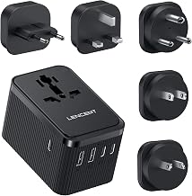 LENCENT Universal Travel Plug Adapter, 30W International Power Adaptor with 3 USB C 2 USB A, Worldwide Wall Charger for US to Europe UK Spain France Australia Japan Maldives Sri Lanka(Type C/G/A/I/D)