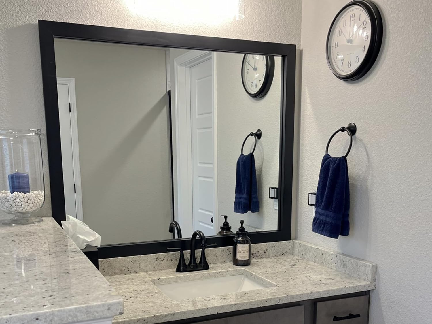 Frame My Mirror Black Bathroom Mirror for Wall, 30" x 40" Black Bathroom Vanity Mirror, Made in USA, Hangs Horizontally or Vertically, Meade Design