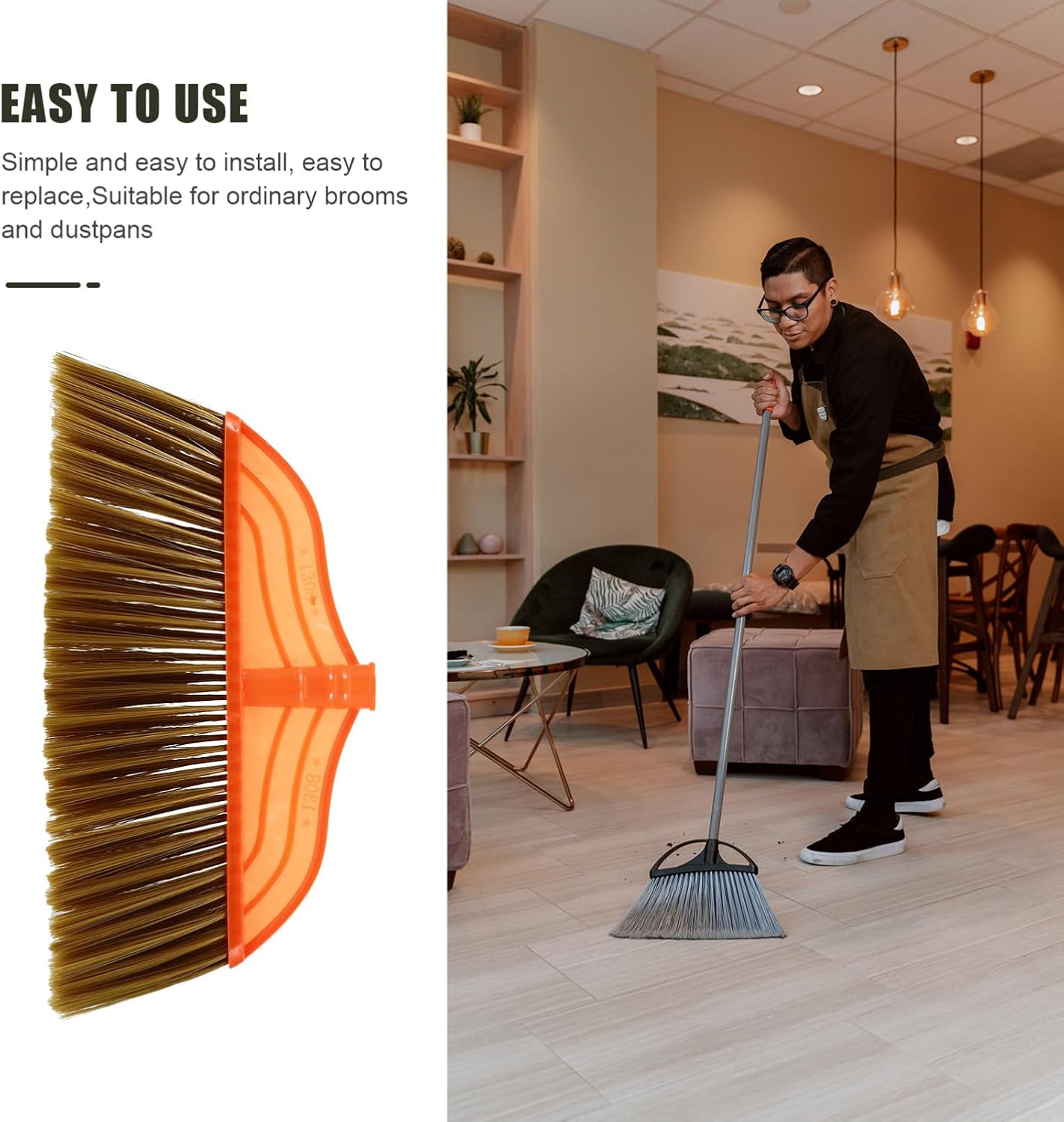 Plastic Broom Head Refill for Floor Narrow Gaps, Dense Bristles