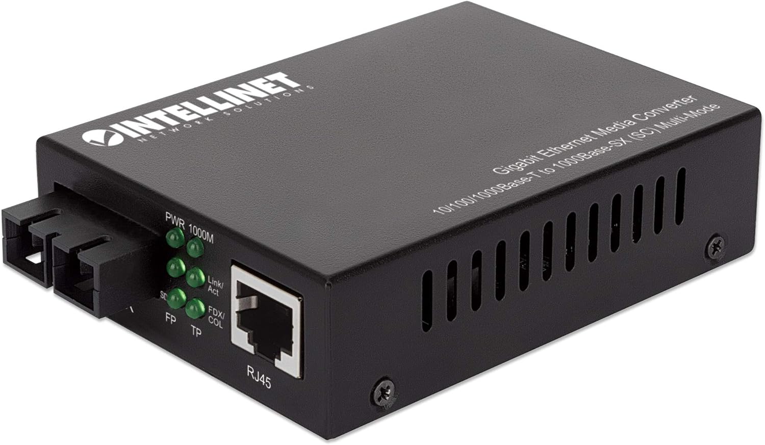 Intellinet Multimode ST Gigabit Ethernet Fiber Media Converter, Autonegotiation, 10/100/1000Base-T to 1000Base-SX, up to 1,800 ft., 850 nm, 3 Yr Mfg Warranty, 508315