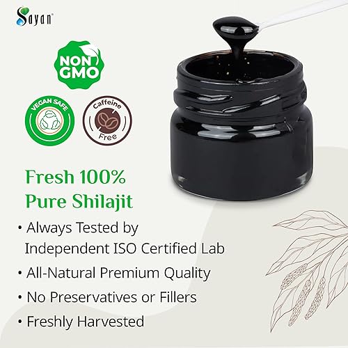 Miniatura 2 de Sayan Resina Shilajit pura de 1 onza0.88 oz, tarro de vidrio, 250 porciones, potente suplemento de ácido fúlvico orgánico, apoya el sistema
