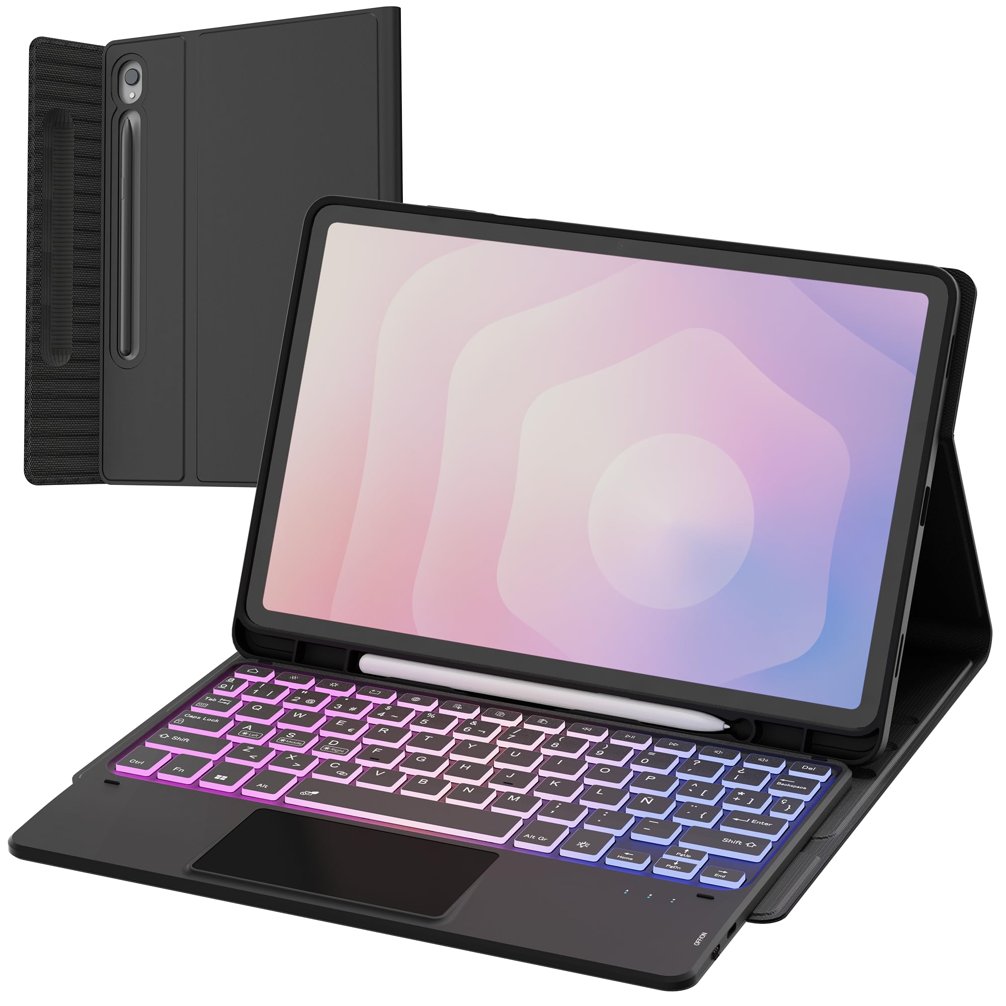Funda con teclado Para Samsung Galaxy Tab S11 2025 de 11 pulgadas: Teclado retroiluminado de 3 zonas y 7 colores para tableta Samsung S11 5G de 11 pulgadas - Desmontable QWERTY Español Ñ Teclados