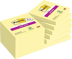 Post-it Canary Yellow Sticky Notes Pack of 8 Pads + 4 Free 90 Sheets per Pad, 76 mm x 76 mm, Yellow – Sticky Notes Sheets for Notes, Lists & Reminders
