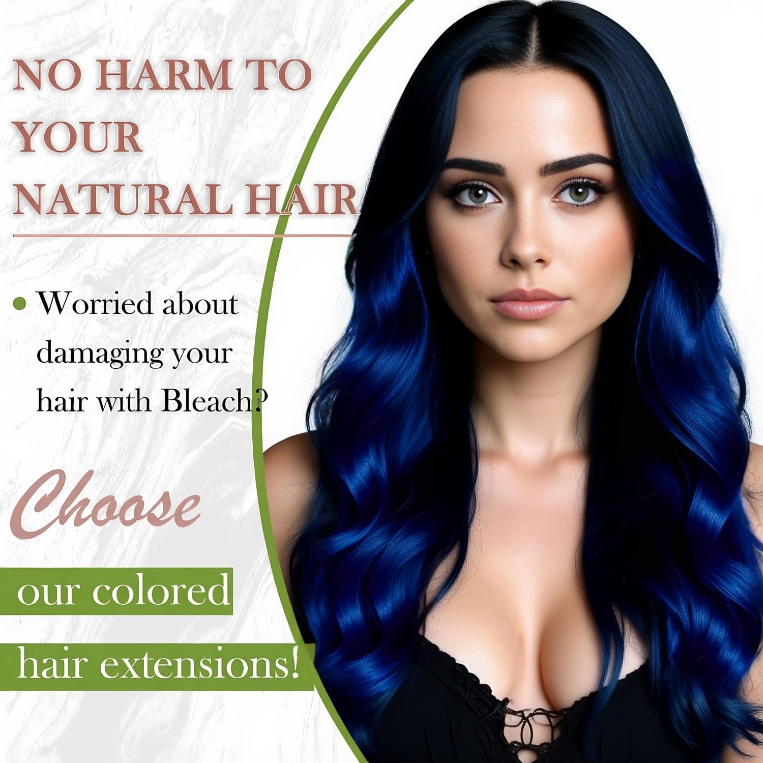 RUNATURE Microlink Hair Extensions Human Hair Colored Party Highlights Blue Hair Extensions Mciro Beads Extensions for Long Hair, Fashion Colorful Remy Hair, Silky Soft Natural Hair 20 Inch 25g 25s