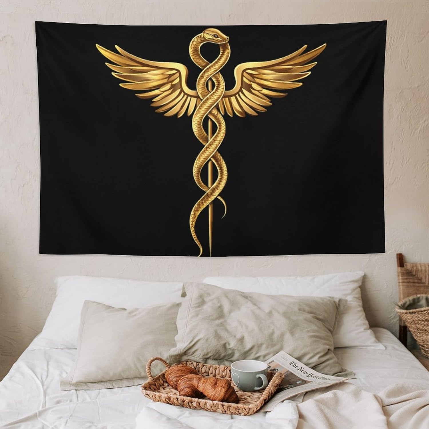 Caduceus Symbol Tapestry Wall Art Posters Decor Wall Hanging Tapestries for Bedroom Living Room Dorm