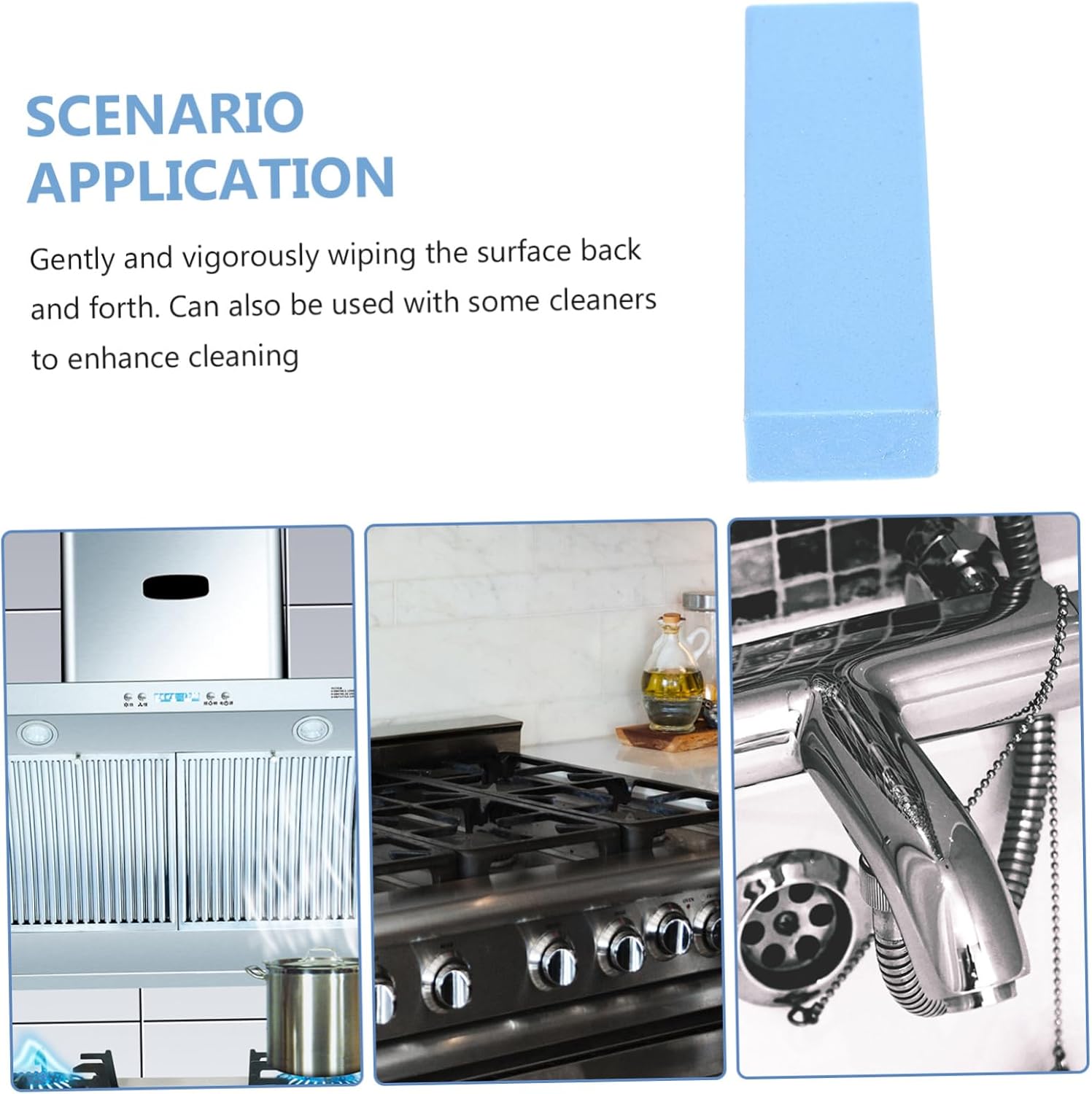 Beavorty Rubber Abrasive Cleaning Block for Hard Water Stains and Limescale Removal Kitchen and Bathroom Compact Scouring Tool for Fixtures