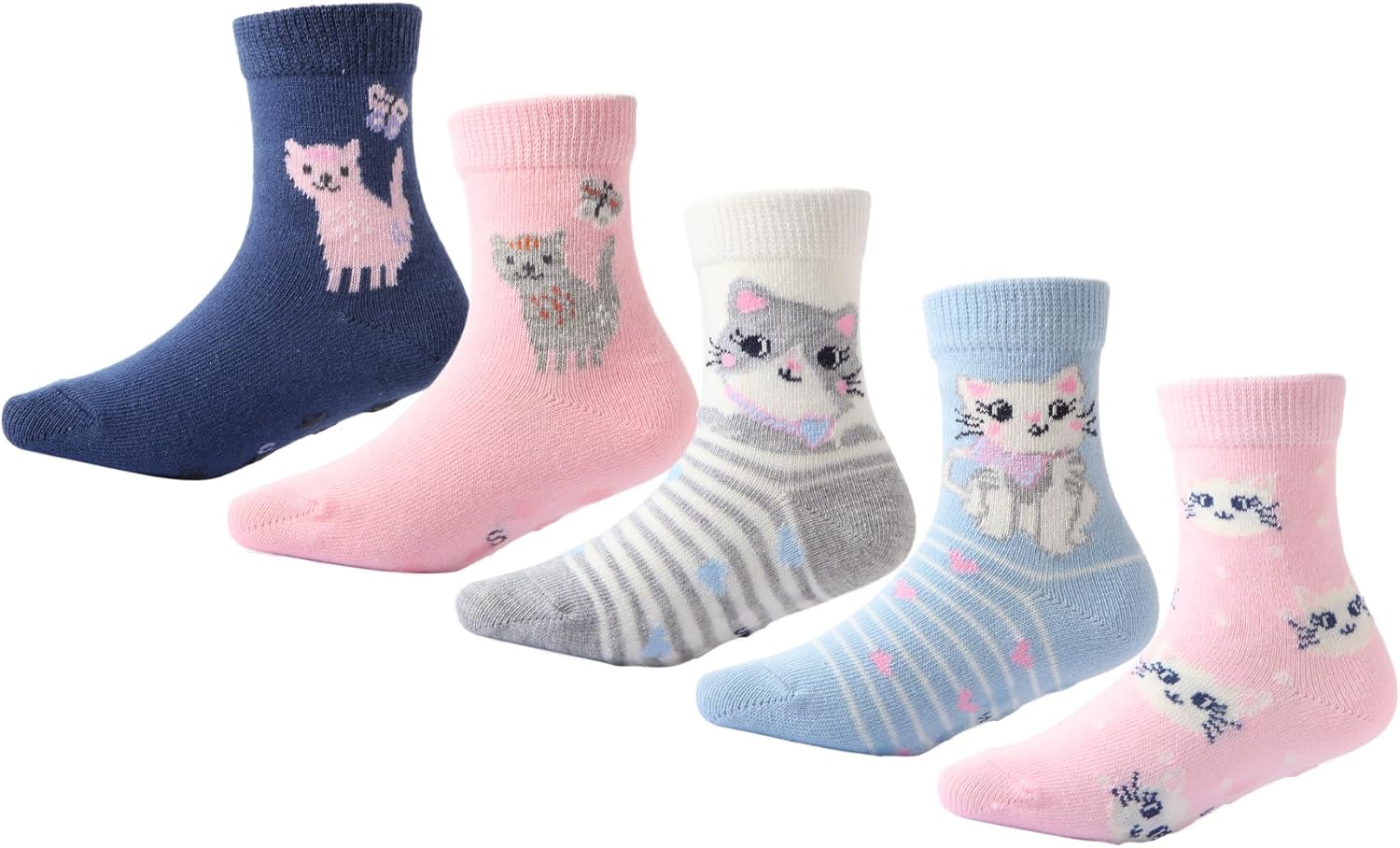 CHUNG Little Big Girls Cotton Socks Toddler above Ankle Polk Dot Crew Fashion Cartoon Cute Fun Pig